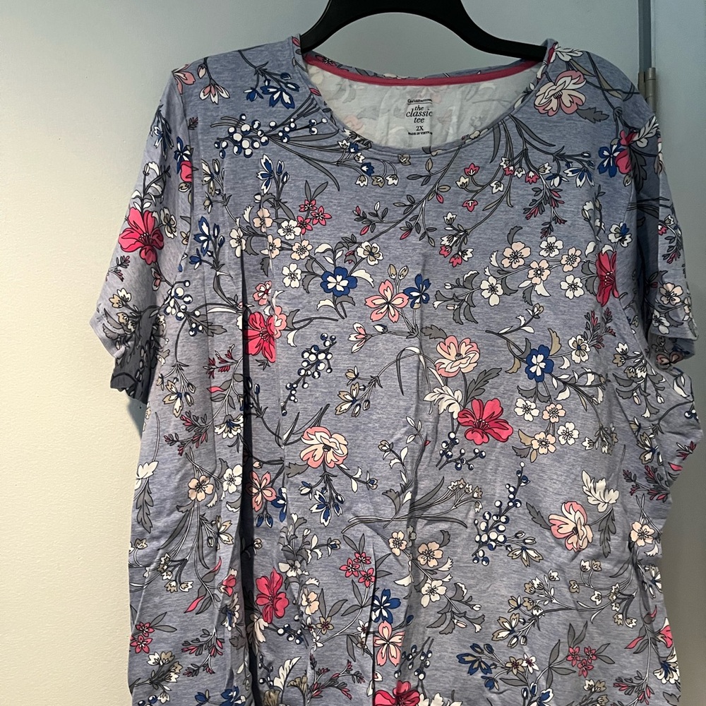 Croft & Barrow Gray Boxy Short Sleeve Blouse